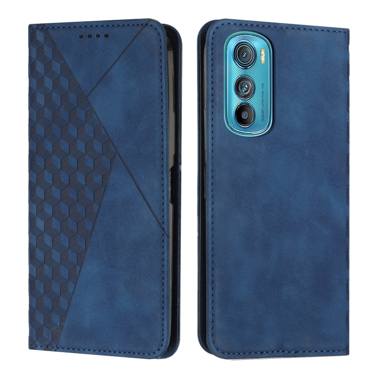 

For Motorola Edge 30 Diamond Pattern Splicing Skin Feel Magnetic Phone Case(Blue)