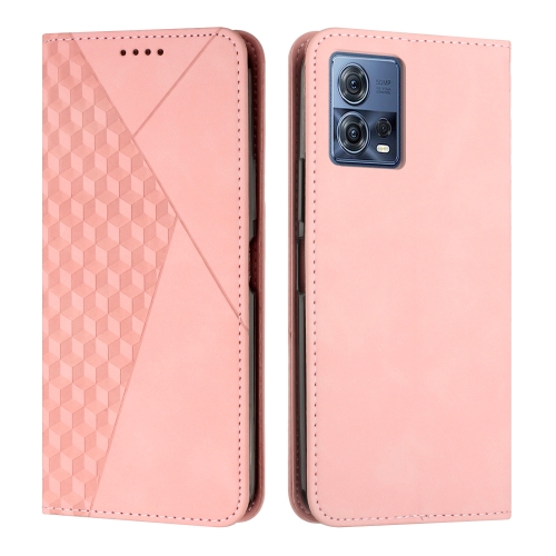 

For Motorola Moto S30 Pro 5G/Edge 30 Fusion 5G Diamond Pattern Splicing Skin Feel Magnetic Phone Case(Rose Gold)