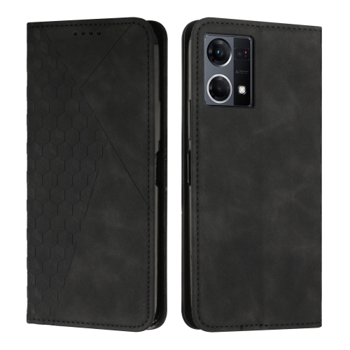 

For OPPO Reno7 4G Global/F21 Pro 4G Diamond Splicing Skin Feel Magnetic Leather Phone Case(Black)