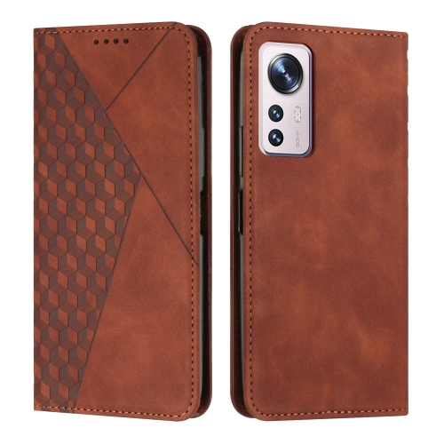 

For Xiaomi 12 Lite Diamond Splicing Skin Feel Magnetic Leather Phone Case(Brown)