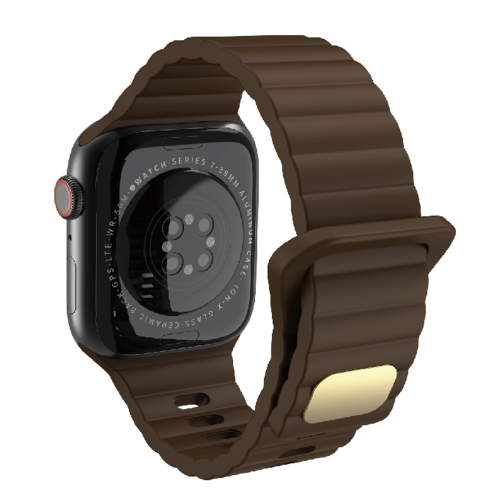 

Breathable Skin-friendly Silicone Watch Band For Apple Watch Ultra 49mm / Series 8&7 45mm / SE 2&6&SE&5&4 44mm / 3&2&1 42mm(Brown)