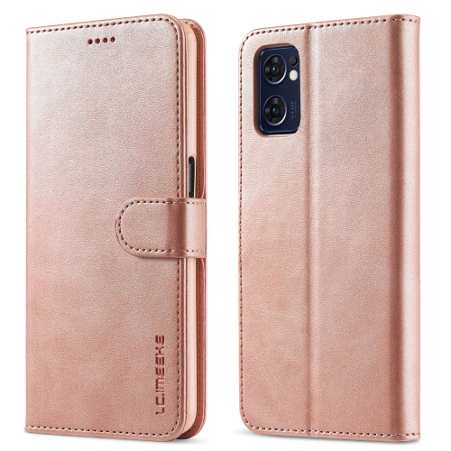 

For OPPO A77 5G / A97 5G / Realme V23 LC.IMEEKE Calf Texture Leather Phone Case(Rose Gold)