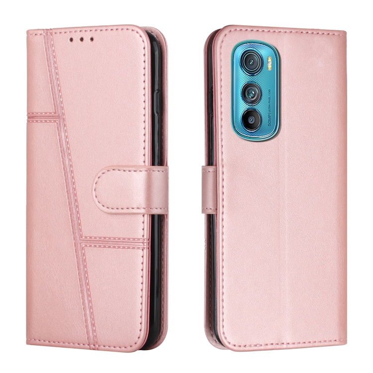 

For Motorola Edge 30 Stitching Calf Texture Buckle Leather Phone Case(Pink)