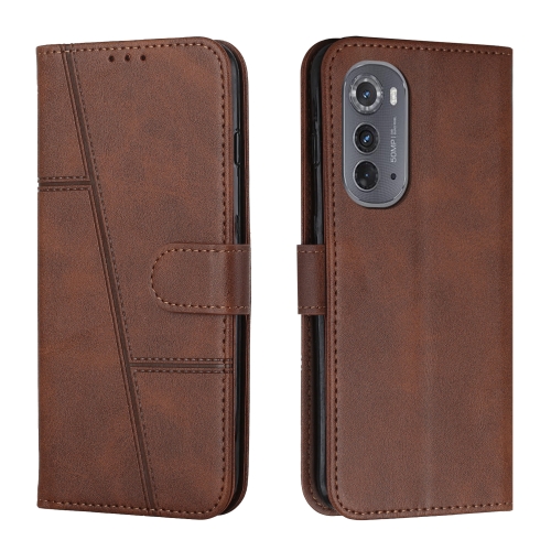 

For Motorola Edge 2022 Stitching Calf Texture Buckle Leather Phone Case(Brown)