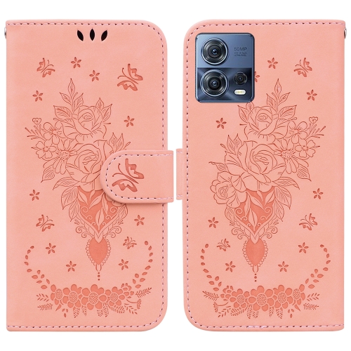 

For Motorola Moto S30 Pro 5G / Edge 30 Fusion Butterfly Rose Embossed Leather Phone Case(Pink)