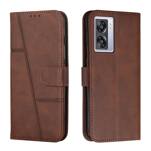 

Stitching Calf Texture Buckle Leather Phone Case For OPPO A57 5G/Realme V23/A77 5G/A57 4G Global/A57e 4G Global/A57s 4G Global/A77 4G Global/OnePlus Nord N20 SE 4G Global(Brown)