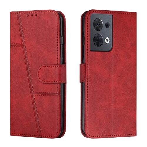 

For OPPO Reno8 5G/Reno8 5G Global Stitching Calf Texture Buckle Leather Phone Case(Red)