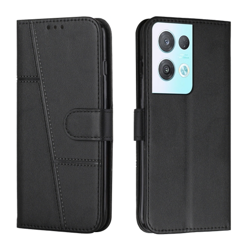 

For OPPO Reno8 Pro+ 5G/Reno8 Pro 5G Global Stitching Calf Texture Buckle Leather Phone Case(Black)