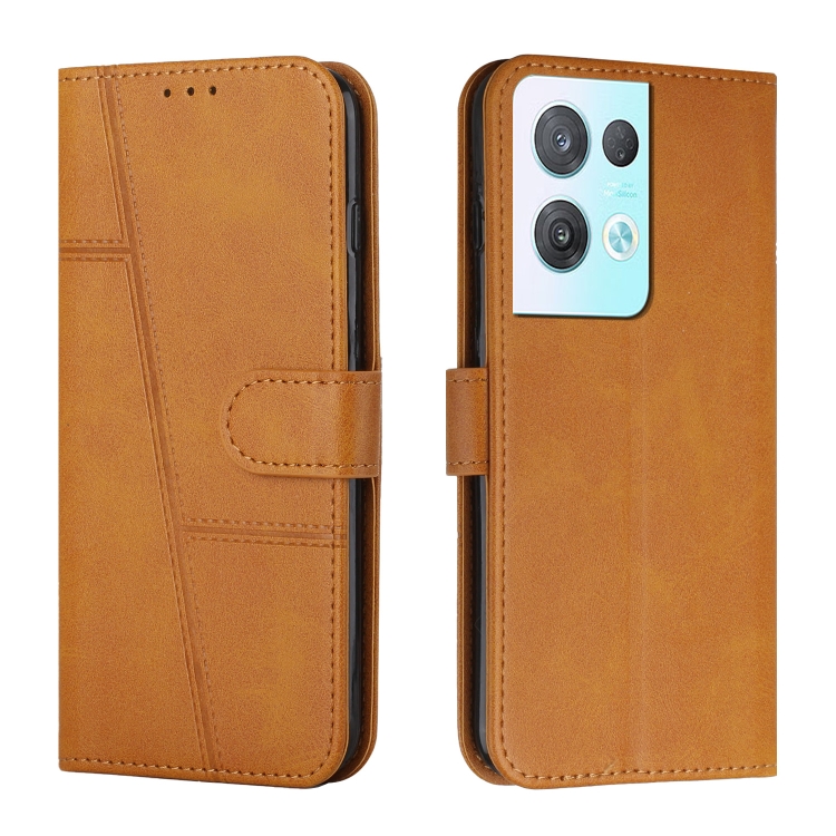 

For OPPO Reno8 Pro+ 5G/Reno8 Pro 5G Global Stitching Calf Texture Buckle Leather Phone Case(Yellow)