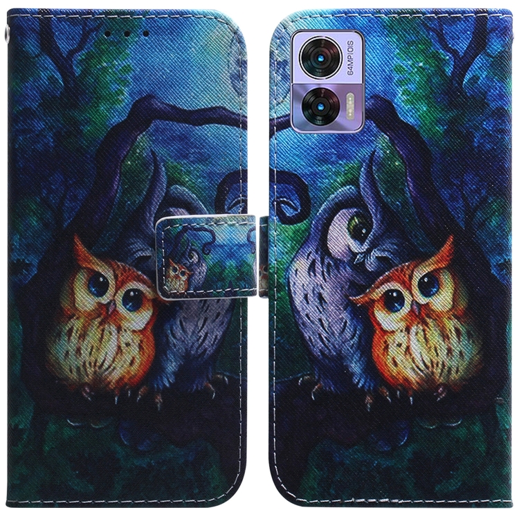 

For Motorola Edge 30 Neo / Edge 30 Lite Coloured Drawing Leather Phone Case(Oil Painting Owl)