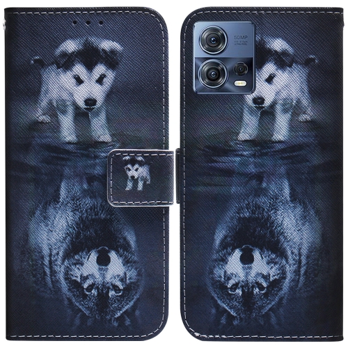 

For Motorola Moto S30 Pro 5G / Edge 30 Fusion Coloured Drawing Leather Phone Case(Wolf and Dog)