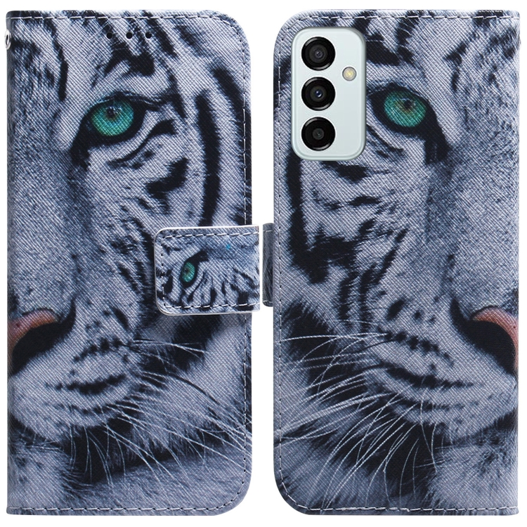 

For Samsung Galaxy M13 4G Coloured Drawing Leather Phone Case(Tiger)