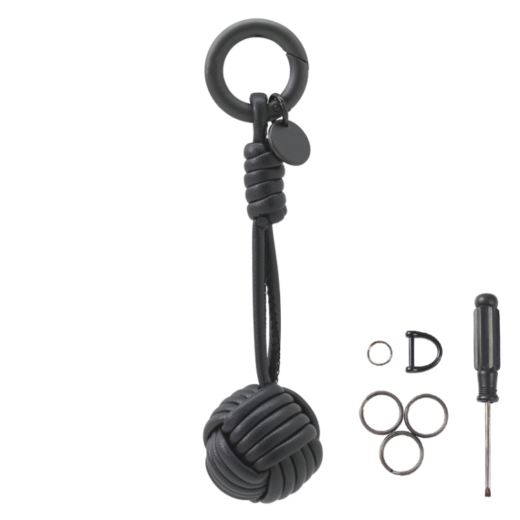 

Gun Metal Hardware Microfiber Ball Keychain(Black)