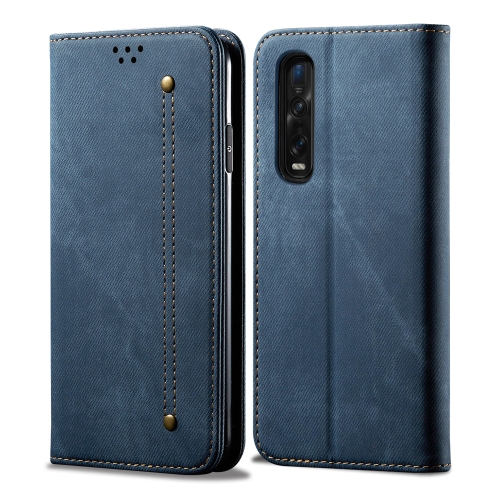 

For OPPO Find X2 Pro Denim Texture Casual Style Horizontal Flip Leather Case with Holder & Card Slots & Wallet(Blue)