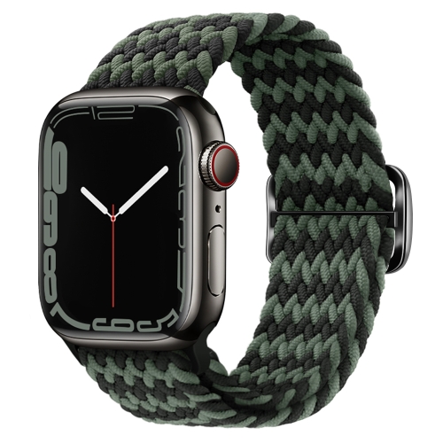 Buckle Nylon Braided Watch Band for Apple Watch Ultra 49mm&Watch Ultra 2 49mm / Series 9&8&7 45mm / SE 3&SE 2&6&SE&5&4 44mm / 3&2&1 42mm(Black Green) big size 24pcs set salon nylon hook