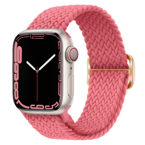 

Buckle Nylon Braided Watch Band for Apple Watch Ultra 49mm / Series 8&7 45mm / SE 2&6&SE&5&4 44mm / 3&2&1 42mm(Pink)