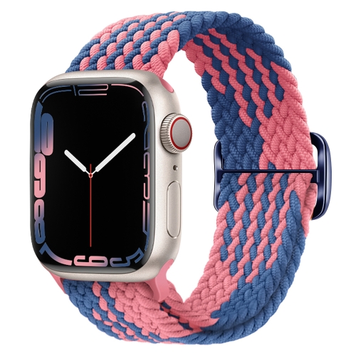 

Buckle Nylon Braided Watch Band For Apple Watch Series 8&7 41mm / SE 2&6&SE&5&4 40mm / 3&2&1 38mm(Blue Pink)