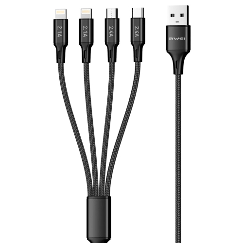 awei CL-129 4 in 1 USB to USB-C / Type-C to 8Pin to Micro USB Multi Charging Cable