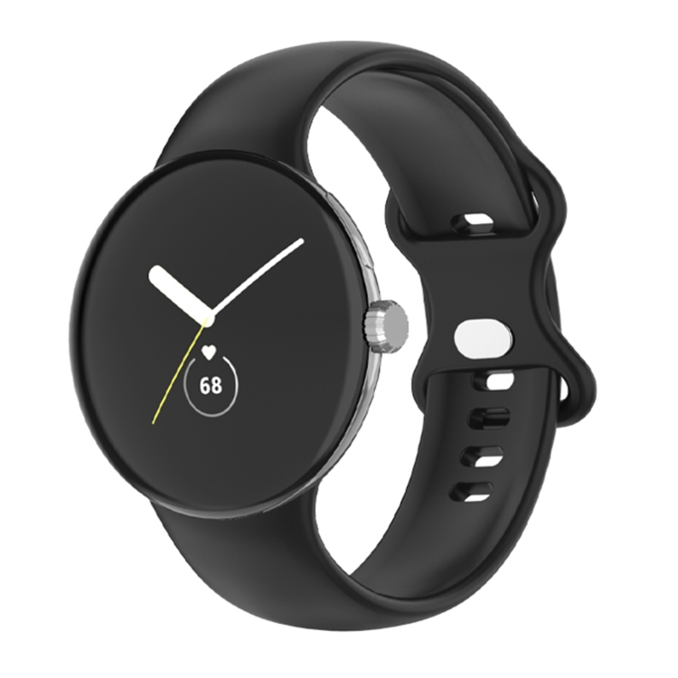 

For Google Pixel Watch Single Color Silicone Watch Band Man(Black)