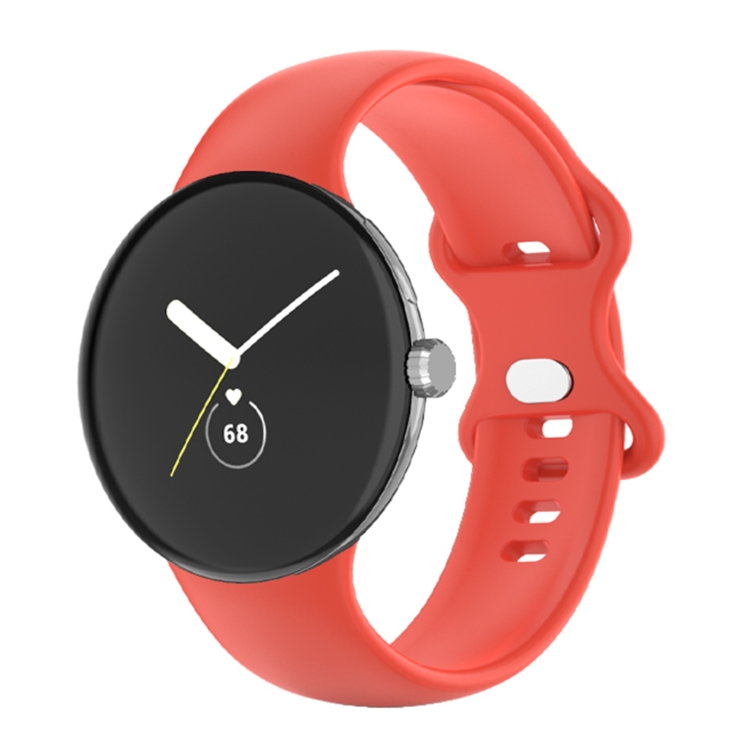 

For Google Pixel Watch Single Color Silicone Watch Band Man(Red)