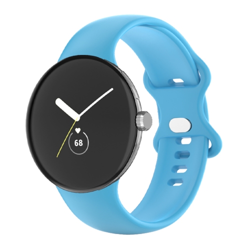 

For Google Pixel Watch Single Color Silicone Watch Band Women(Sky Blue)