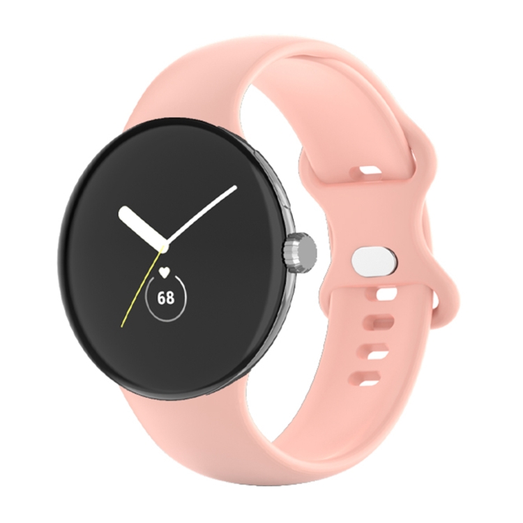 

For Google Pixel Watch Single Color Silicone Watch Band Women(Pink)