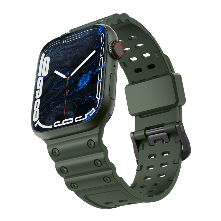 

Waterproof Double Buckle Silicone Watch Band for Apple Watch Series 8&7 41mm / SE 2&6&SE&5&4 40mm / 3&2&1 38mm(Green)