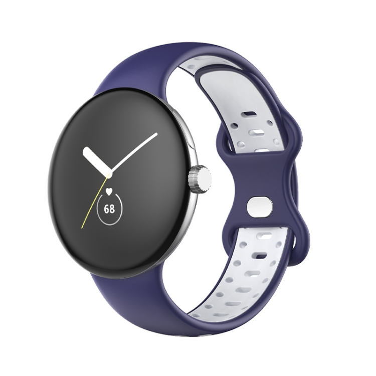 

For Google Pixel Watch Two-Color Silicone Watch Band Man(Blue White)