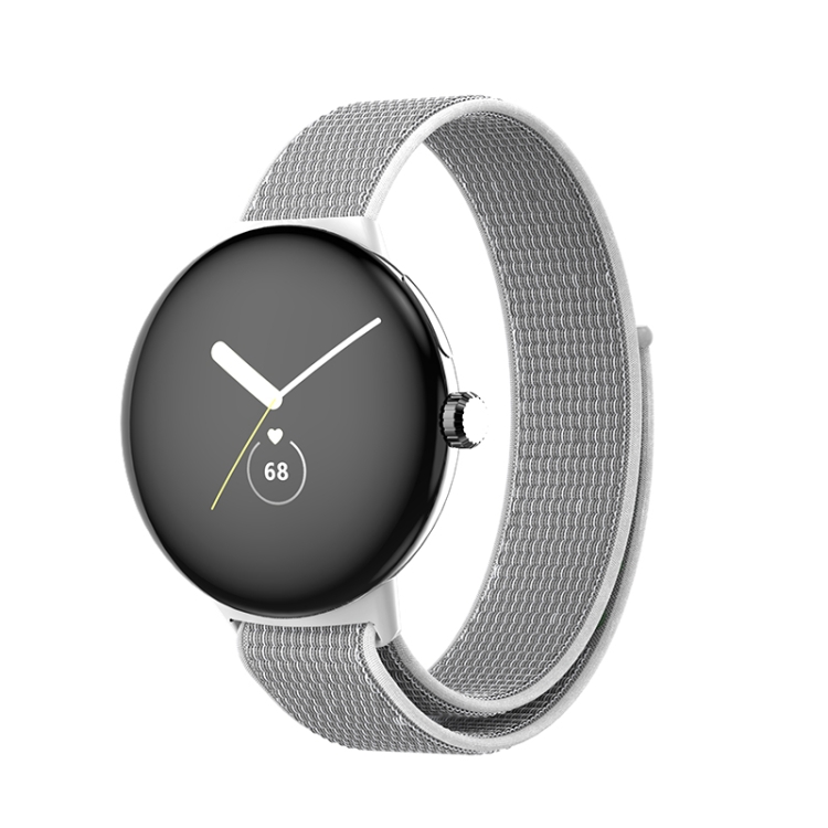 

For Google Pixel Watch Nylon Woven Watch Band(Grey White)