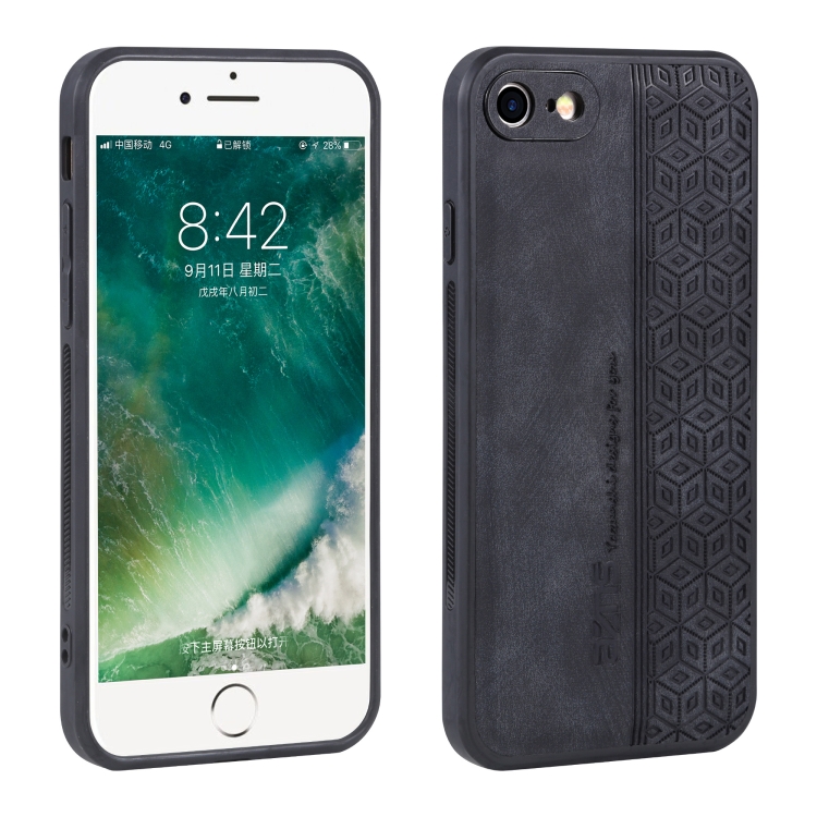 

For iPhone SE 2022 / SE 2020 / 8 / 7 AZNS 3D Embossed Skin Feel Phone Case(Black)