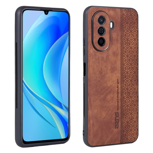 

For Huawei Enjoy 50 / nova Y70 AZNS 3D Embossed Skin Feel Phone Case(Brown)