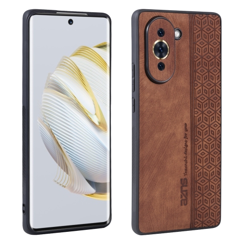 

For Huawei nova 10 AZNS 3D Embossed Skin Feel Phone Case(Brown)