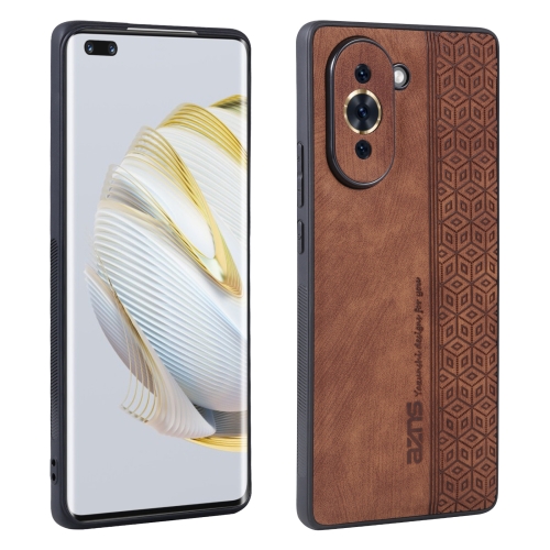 

For Huawei nova 10 Pro AZNS 3D Embossed Skin Feel Phone Case(Brown)