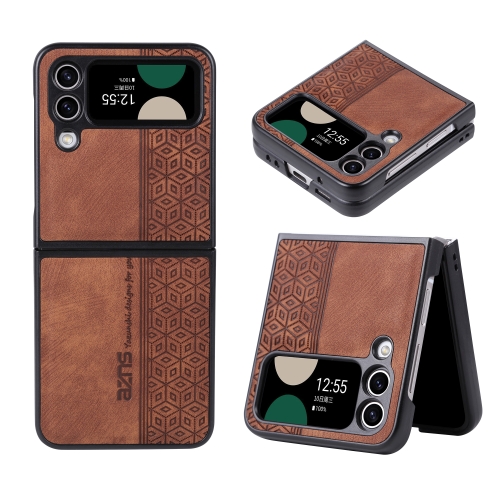 

For Samsung Galaxy Z Flip3 5G AZNS 3D Embossed Skin Feel Phone Case(Brown)