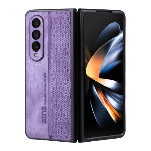 

For Samsung Galaxy Z Fold3 5G AZNS 3D Embossed Skin Feel Phone Case(Purple)