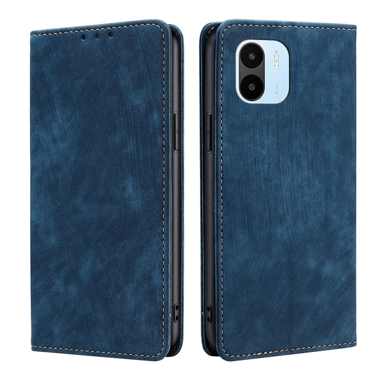 

For Xiaomi Redmi A1 RFID Anti-theft Brush Magnetic Leather Phone Case(Blue)