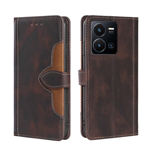 

For vivo Y35 4G / Y22 / Y22s Skin Feel Magnetic Buckle Leather Phone Case(Brown)