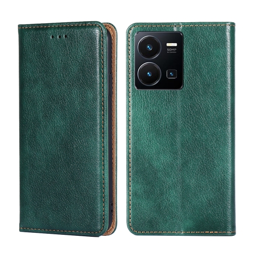 

For vivo Y35 4G / Y22 / Y22s Gloss Oil Solid Color Magnetic Leather Phone Case(Green)