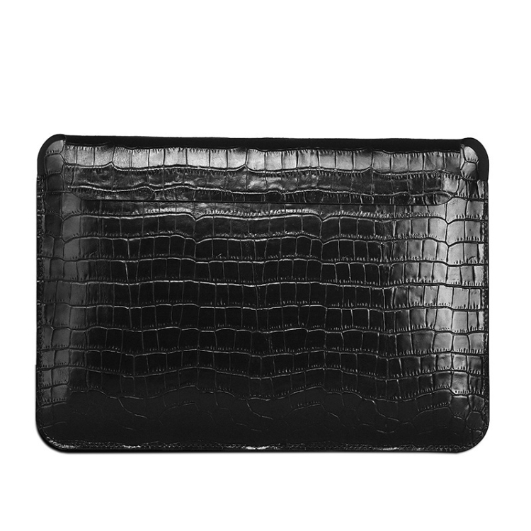 

For 16 inch Laptop WIWU Ultra-thin Crocodile Texture Genuine Leather Laptop Sleeve(Black)