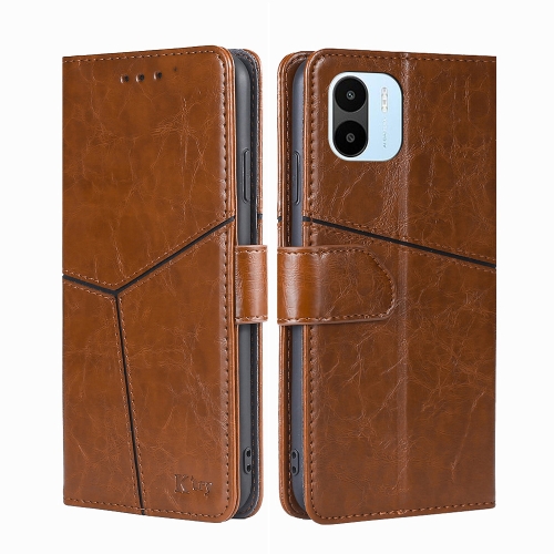 

For Xiaomi Redmi A1 Geometric Stitching Leather Phone Case(Light Brown)