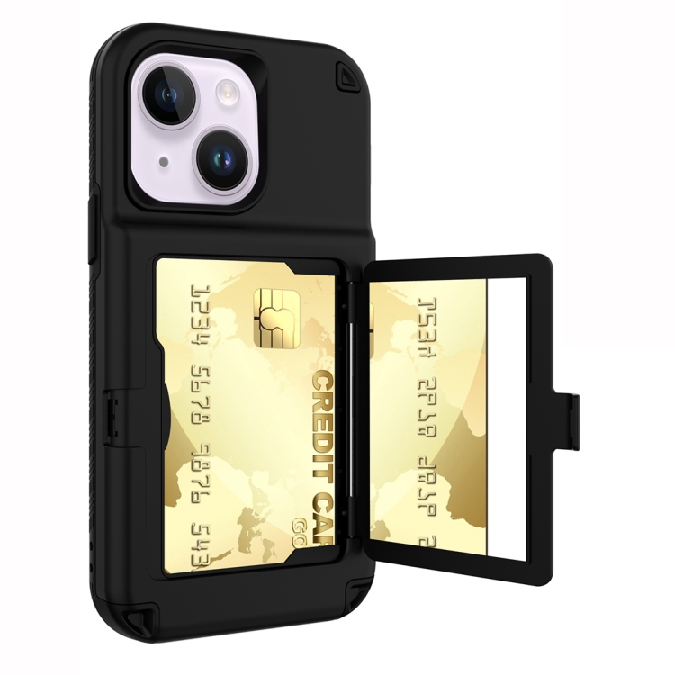 

For iPhone 14 3 in 1 PC + TPU Mirror Phone Case(Black)