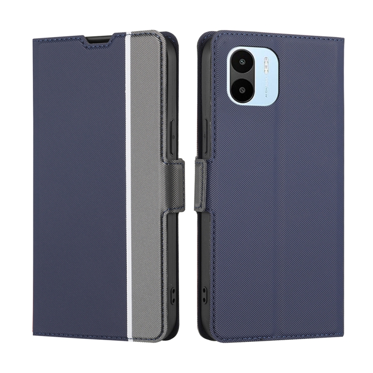 

For Xiaomi Redmi A1 Twill Texture Side Button Leather Phone Case(Blue)