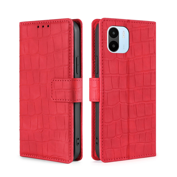 

For Xiaomi Redmi A1 Skin Feel Crocodile Magnetic Clasp Leather Phone Case(Red)