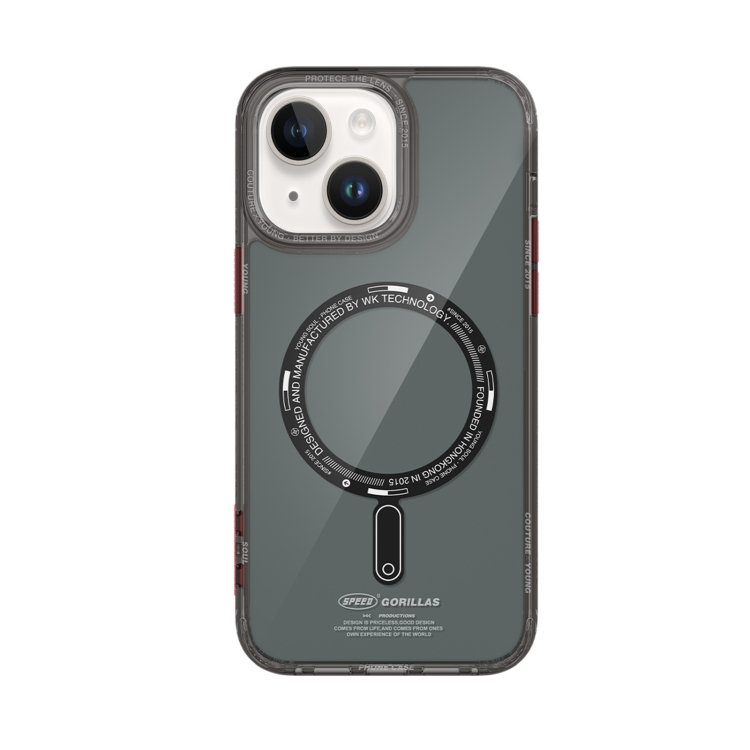 

For iPhone 14 WEKOME Gorillas Clear Magsafe Phone Case(Transparent Black)
