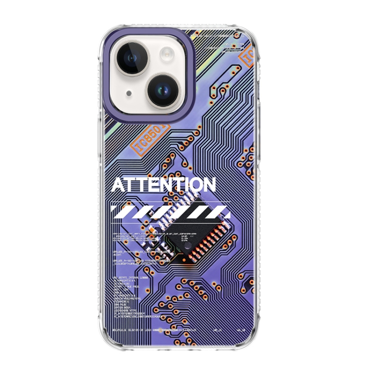 

For iPhone 14 Plus Mutural Modern Series Circuit Board Printed Phone Case(Purple)