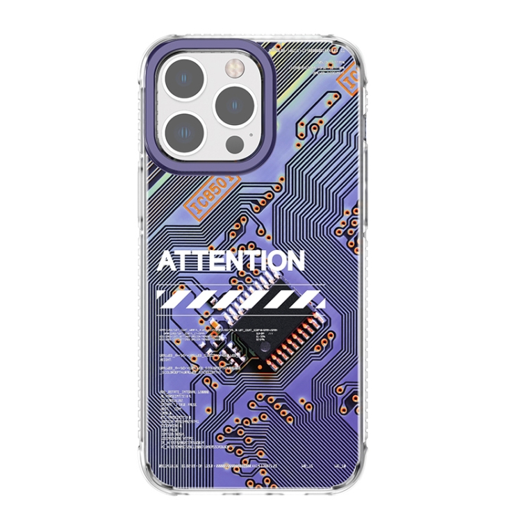 

For iPhone 14 Pro Mutural Modern Series Circuit Board Printed Phone Case(Purple)