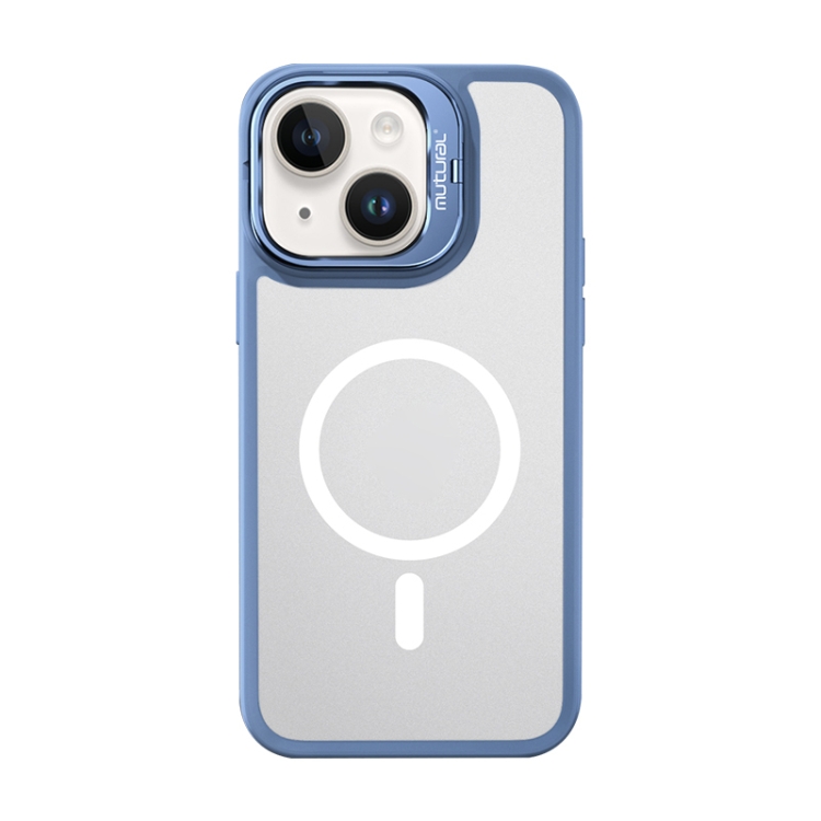 

For iPhone 14 Plus Mutural Color Holder Magsafe Phone Case(Sierra Blue)