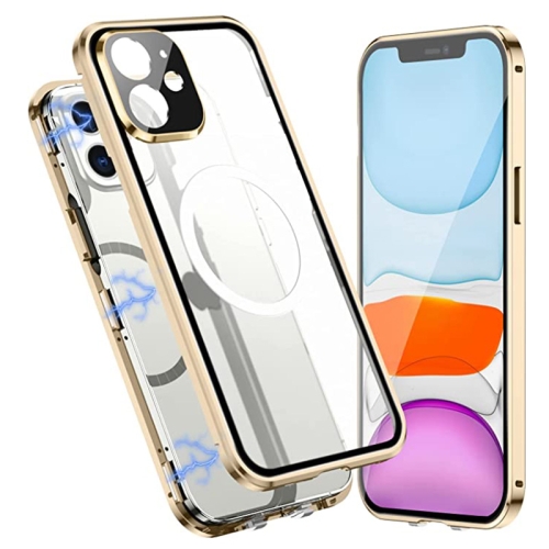 

For iPhone 11 360 Full Body Magnetic Frosted Magsafe Phone Case(Gold)