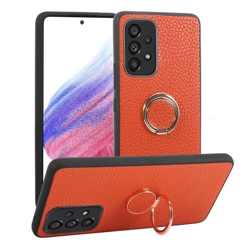 

For Samsung Galaxy A53 5G Litchi Texture Magnetic Phone Case with Ring Holder(Orange)