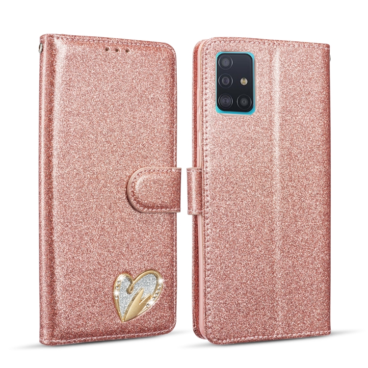 

For Samsung Galaxy A71 Glitter Powder Love Leather Phone Case(Pink)
